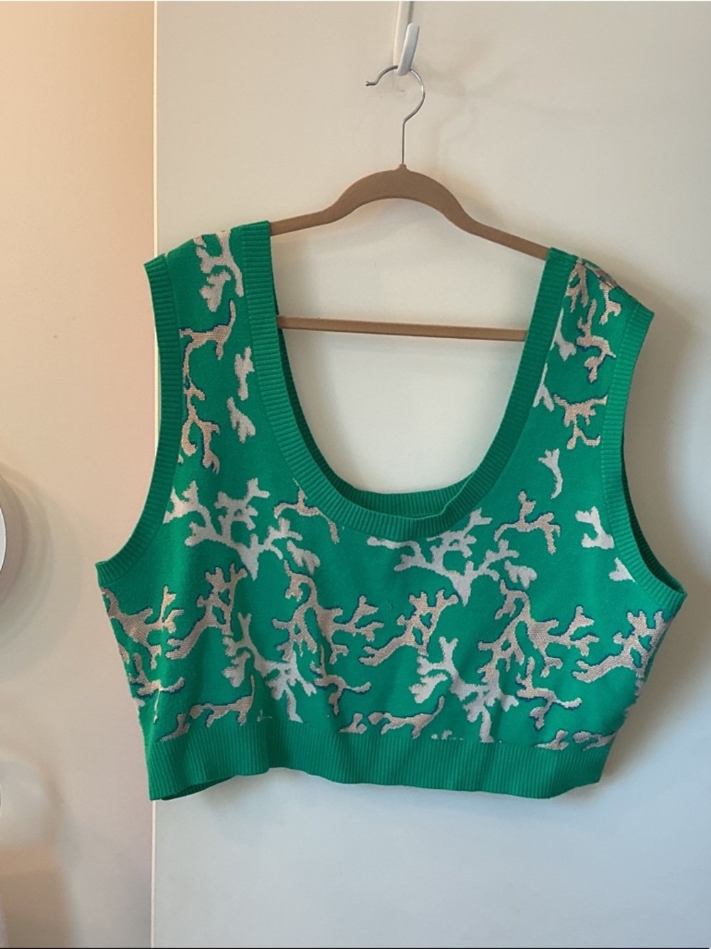 Green Patterned Knit Crop Tank Top - Women's from MAEVE ANTROPOLOGIE